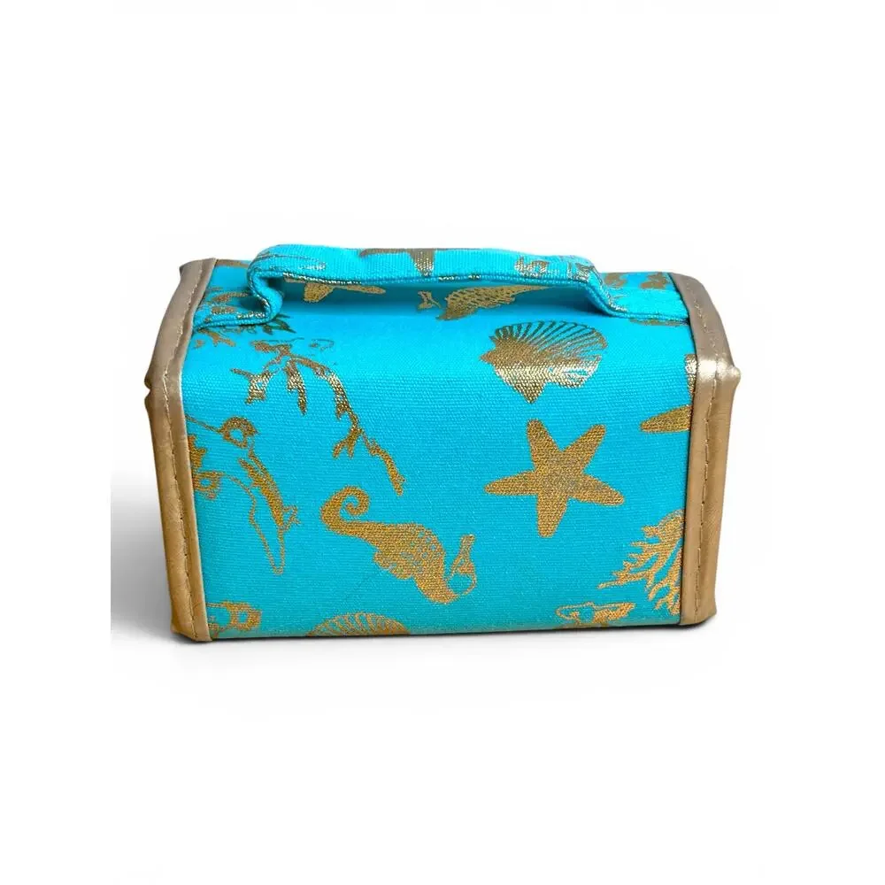 Macbeth Collection Margaret Josephs Travel Jewelry Roll Turquoise Gold Sea Life